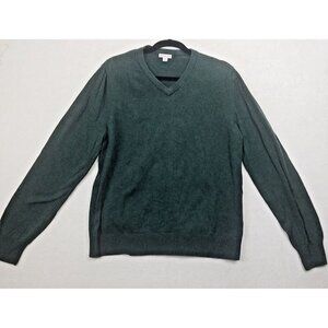 Merona Pullover V-neck forest green Sweater Men’s L cotton blend tight knit‎